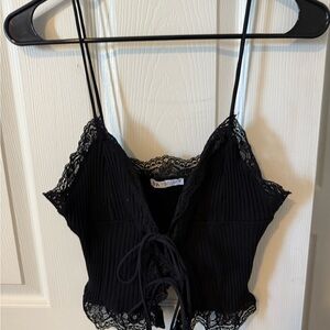 Zara Black Lace Detail Top